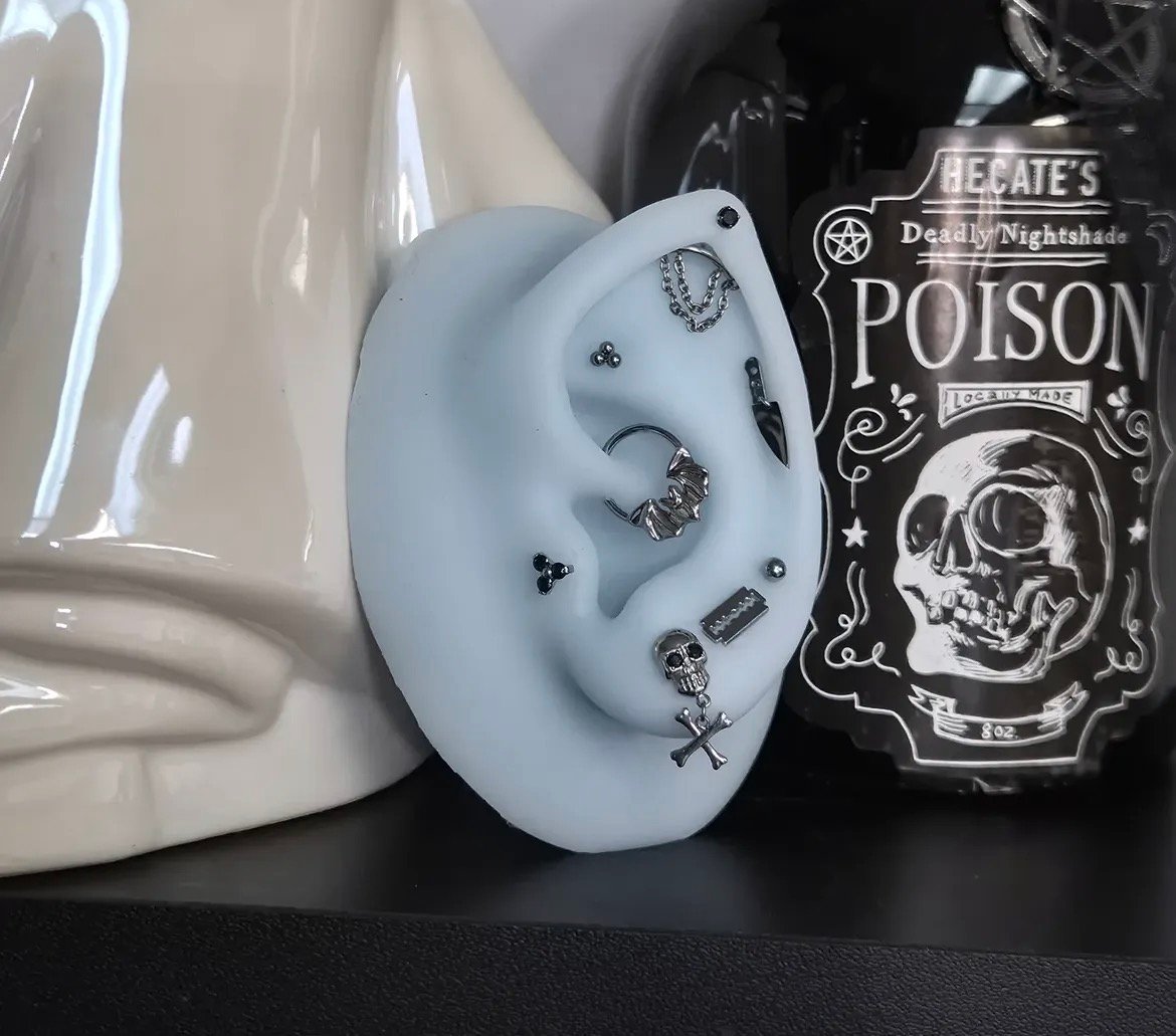 High-quality piercing jewelry styled on the ear